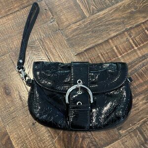 Nine West Black Clutch/Wristlet Polka dot inside .